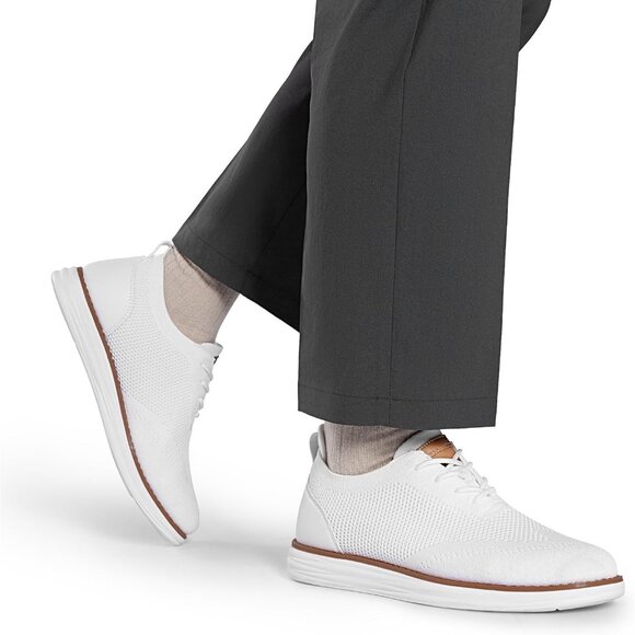 ⚡Men White Wave Knit Flex Breeze Mesh Oxford Lace-Up Lightweight Walking Sneaker - Picture 8 of 9